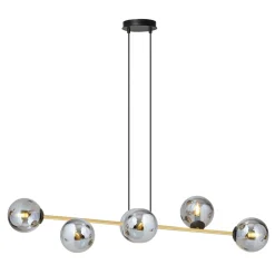 Gravity takpendel 6-lys - Svart/Røyk/Gullfarget