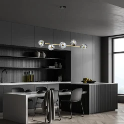 Gravity takpendel 6-lys - Svart/Røyk/Gullfarget