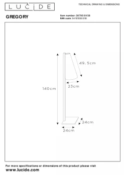 Gregory gulvlampe 140 cm - Kremfarget