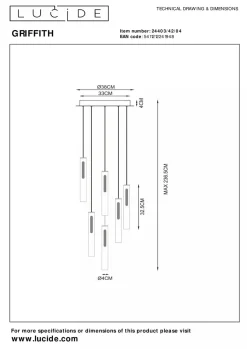 Griffith takpendel 6 x 7,6W - Dimbar
