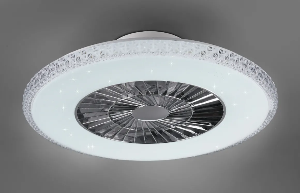 Harstad tak vifte 3000-6500K 39,6W m/Fjernkontroll - Kromfarget