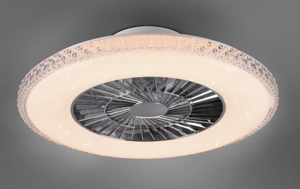 Harstad tak vifte 3000-6500K 39,6W m/Fjernkontroll - Kromfarget