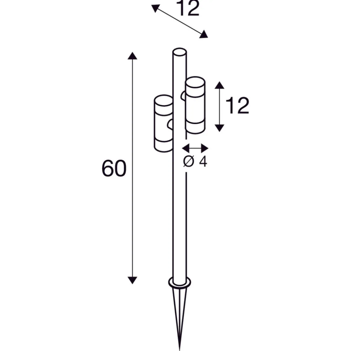 Helia slim dobbel spot med jordspyd 2x6W 3000 Kelvin IP65