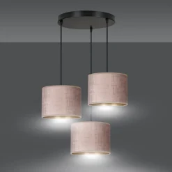 Hilde rondell takpendel 3 lys - Rosa/Gullfarget