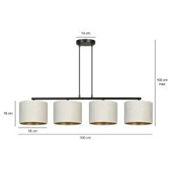 Hilde takpendel 4 lys - Hvit/Gullfarget