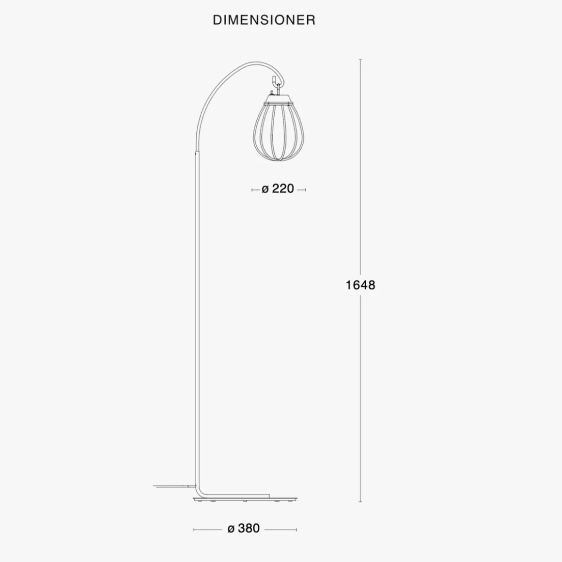 Hobo gulvlampe - Rå messing/Hvit