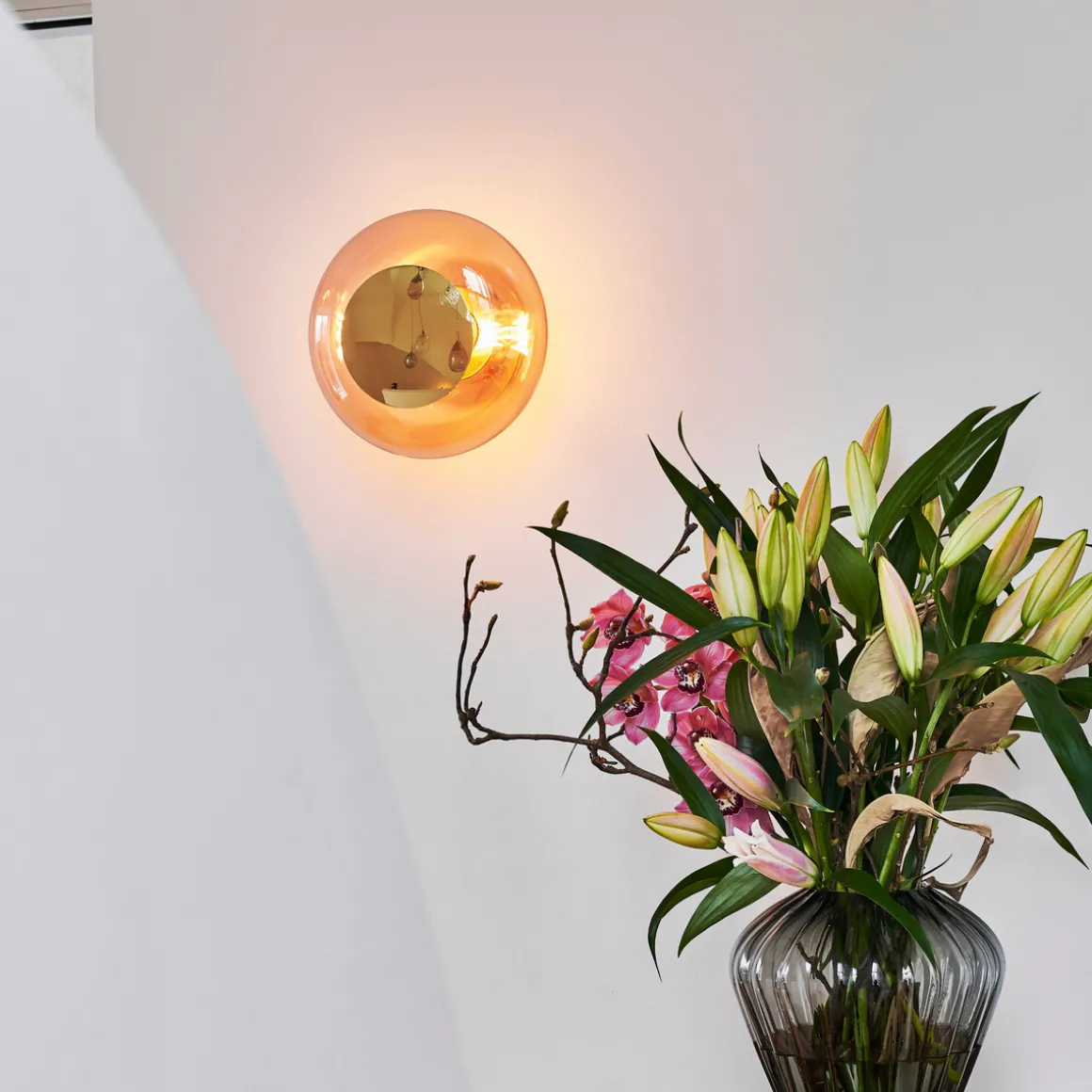 Horizon taklampe/vegglampe S - Korall/Gull