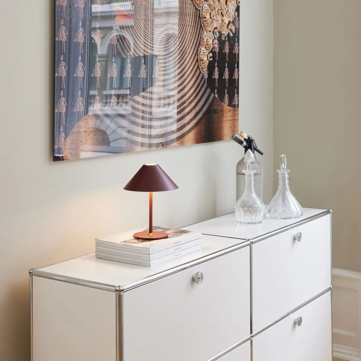 Hygge bordlampe 19 oppladbar - Rødbrun