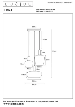 Ilona rondell takpendel 3-lys