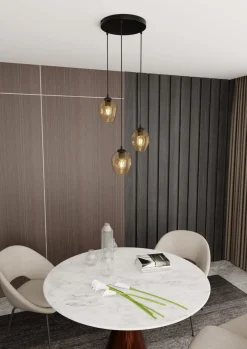 Istar rondell takpendel 3 lys - Svart/Amberfarget