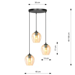 Istar rondell takpendel 3 lys - Svart/Amberfarget