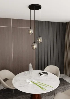 Istar rondell takpendel 3 lys - Svart/Røykfarget