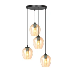 Istar rondell takpendel 4 lys - Svart/Amberfarget