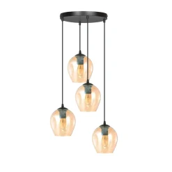 Istar rondell takpendel 4 lys - Svart/Amberfarget