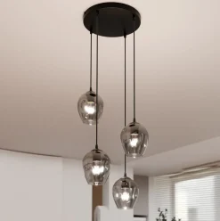 Istar rondell takpendel 4 lys - Svart/Røykfarget