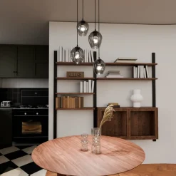 Istar rondell takpendel 4 lys - Svart/Røykfarget