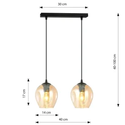 Istar takpendel 2 lys - Svart/Amberfarget