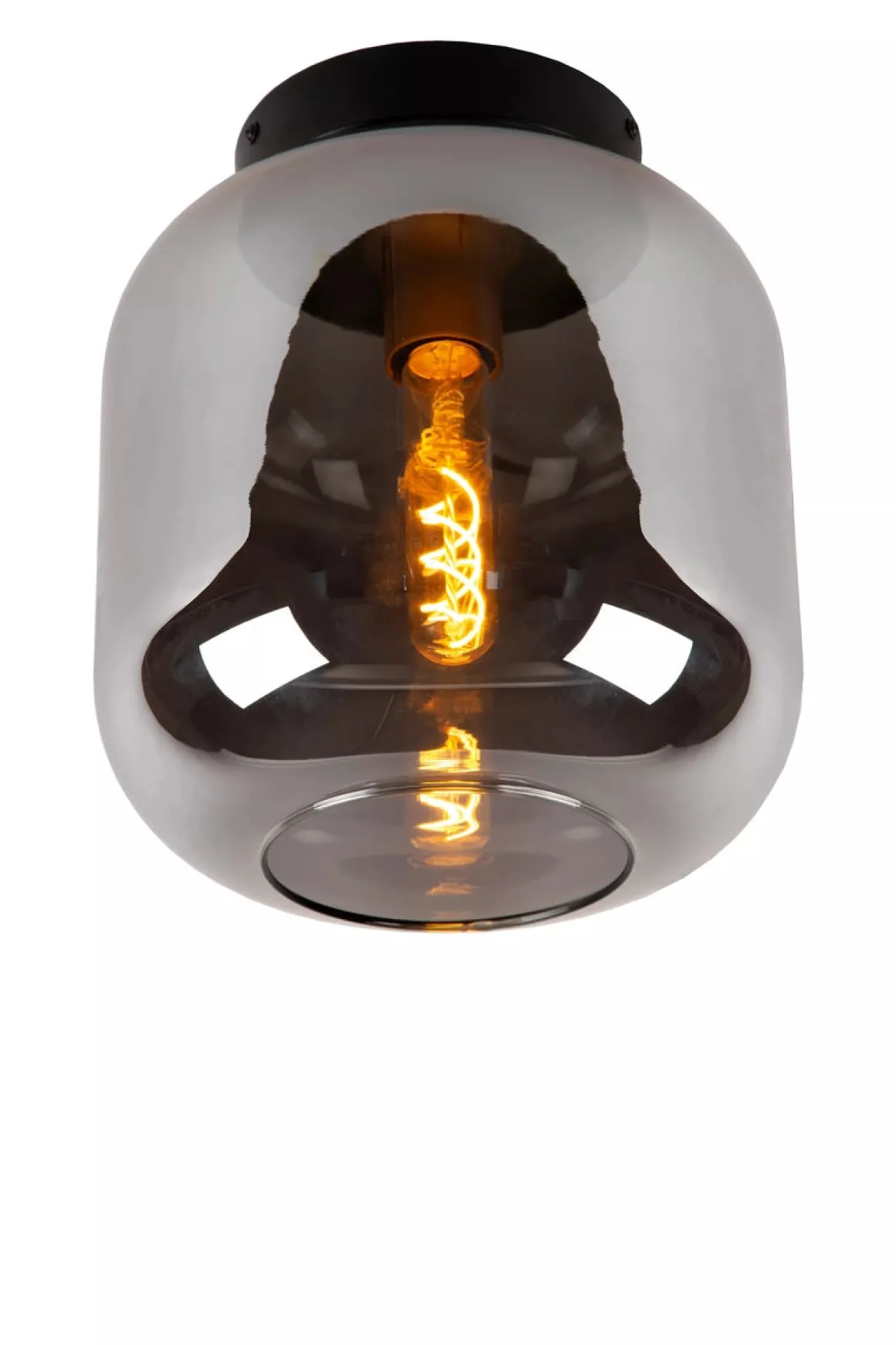 Joanet taklampe 25 cm - Svart/Røykfarget