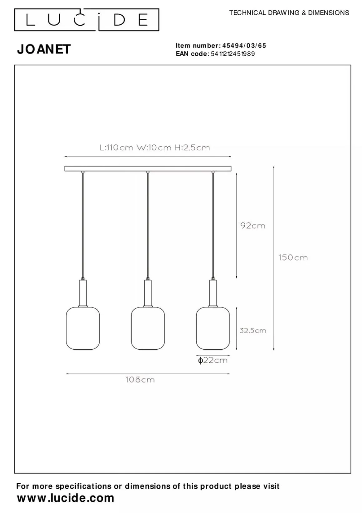 Joanet takpendel 3-lys