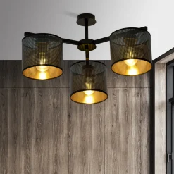 Jordan taklampe 55 cm 3-lys - Svart/Gullfarget