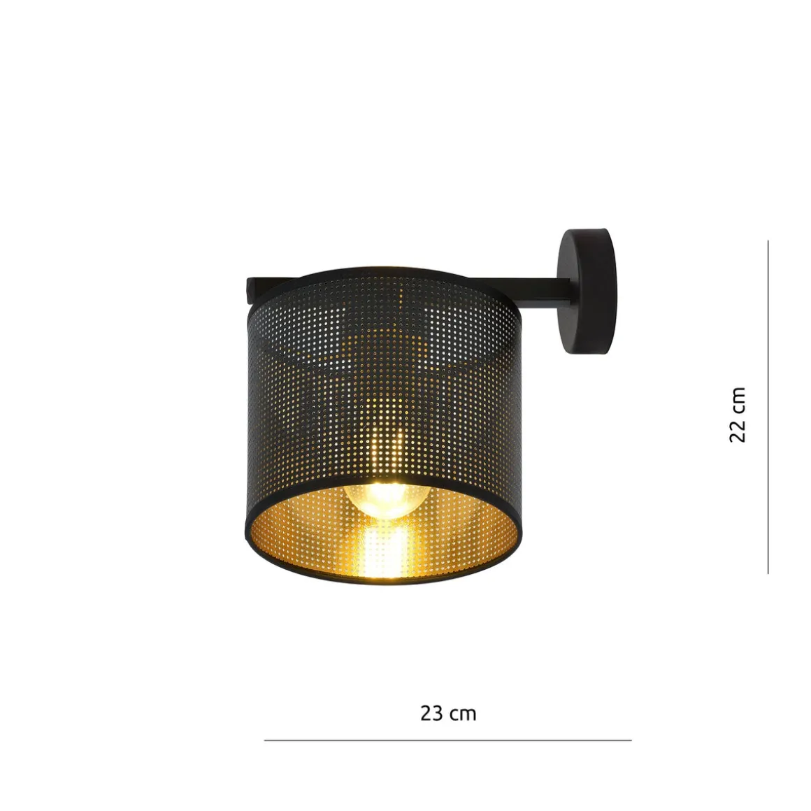 Jordan vegglampe - Svart/Gullfarget