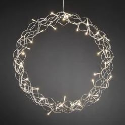 Julekrans med lys 45 cm varmhvit led - Sølv