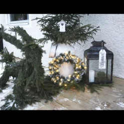 Julekrans med lys Edmonton 50 cm 30-lys - Grønn