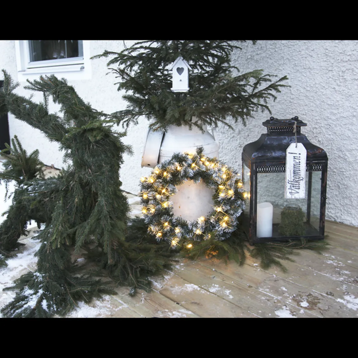 Julekrans med lys Edmonton 50 cm 30-lys - Grønn