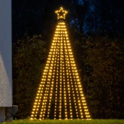 Juletre 180 cm i metall med toppstjerne og lys IP44 - Utendørs