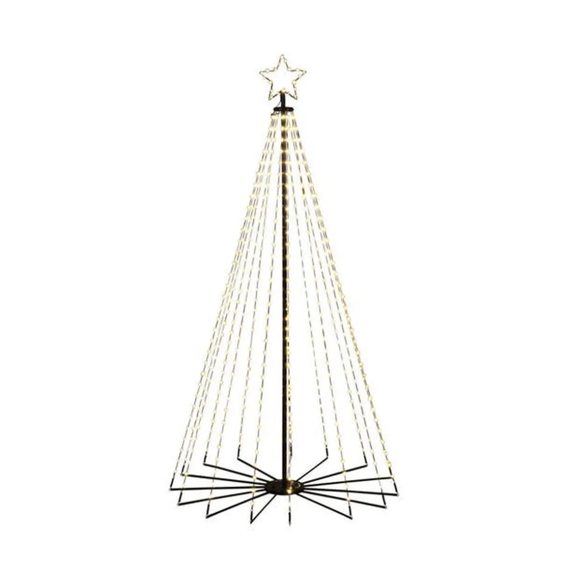 Juletre 180 cm i metall med toppstjerne og lys IP44 - Utendørs