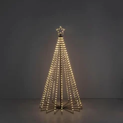 Juletre 180 cm i metall med toppstjerne og lys IP44 - Utendørs