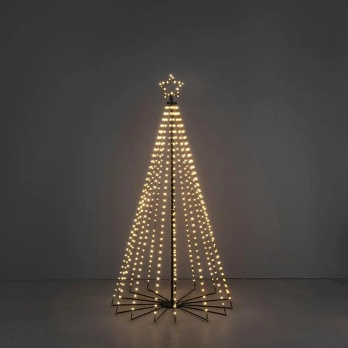 Juletre 180 cm i metall med toppstjerne og lys IP44 - Utendørs