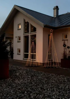 Juletre 180 cm i metall med toppstjerne og lys IP44 - Utendørs