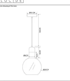 Julius takpendel 20 cm - Røykfarget glass