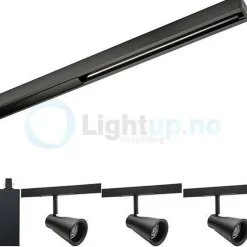 Komplett Zip Zoom 3x6,5W m/endetilkobling - Svart