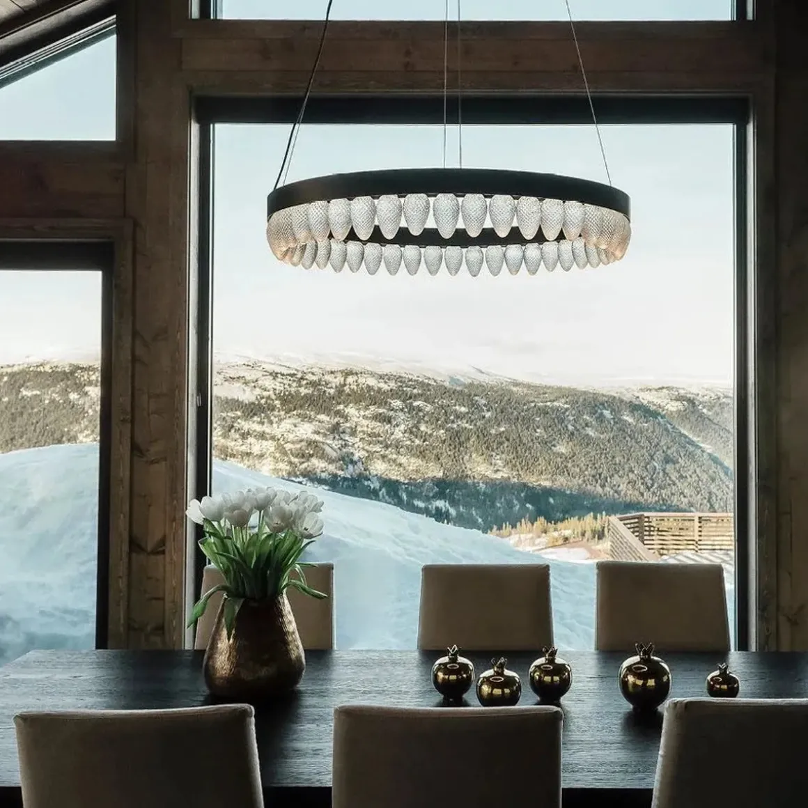 Krystallkongle lampe rund 80 cm 44 kongler