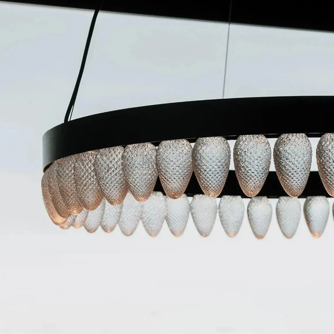 Krystallkongle lampe rund 80 cm 44 kongler