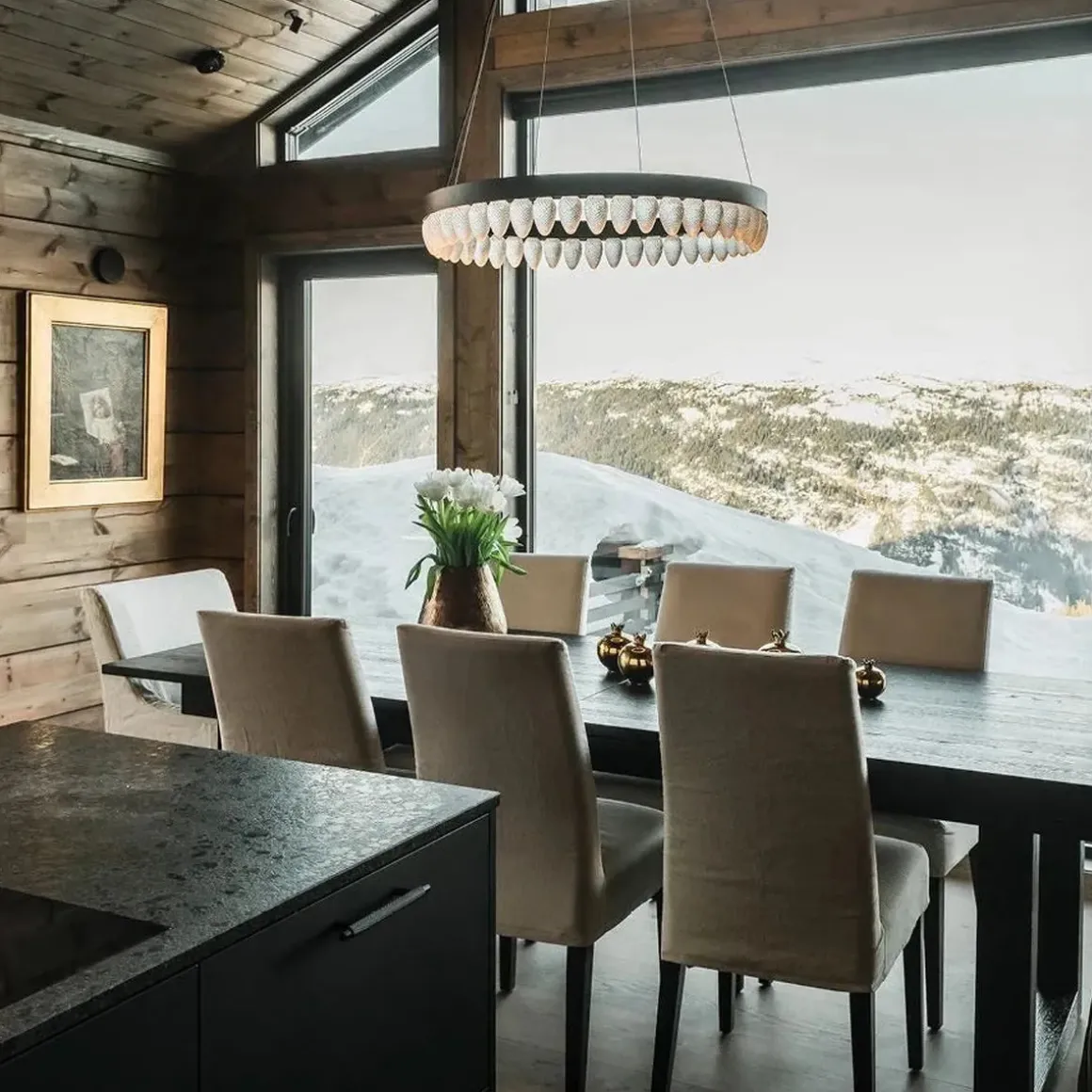 Krystallkongle lampe rund 80 cm 44 kongler