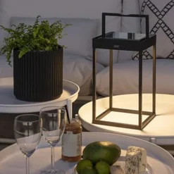 Lanterne Dimbar LED USB og Solcelle - Svart