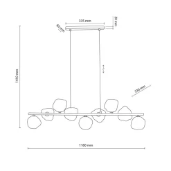 Lava takpendel 9-lys 116 cm
