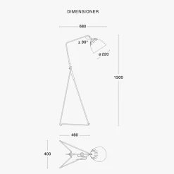 Lean gulvlampe - Svart/Rå messing