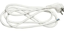 Ledning med vinklet plugg 2 meter 3x1,5 mm jordet - Hvit