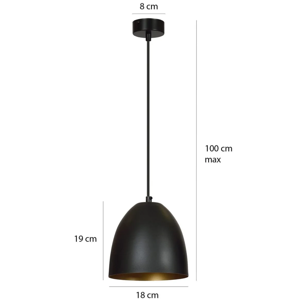 Lenox takpendel 1 lys - Svart/Gullfarget