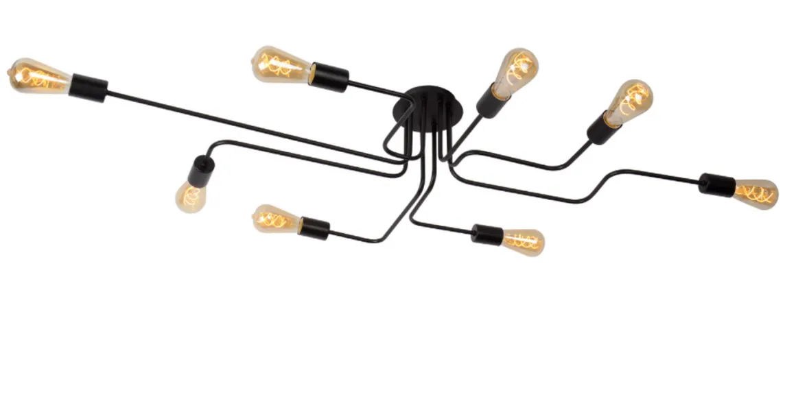 Lester taklampe 8 arm - Svart