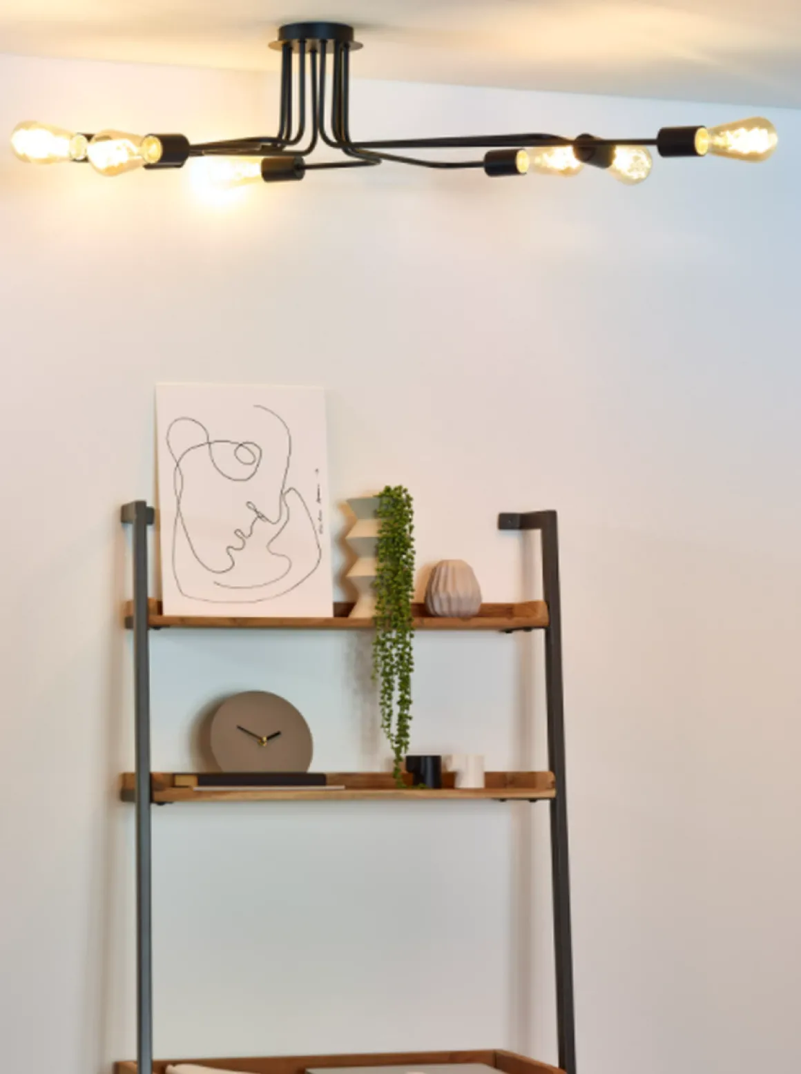 Lester taklampe 8 arm - Svart