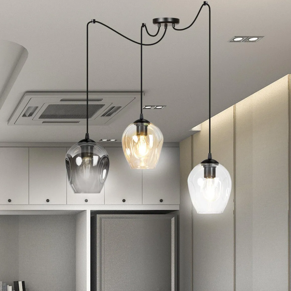 Level takpendel 3 lys - Svart/Multifarget