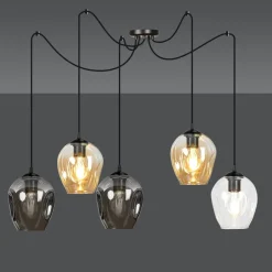 Level takpendel 5 lys - Svart/Multifarget