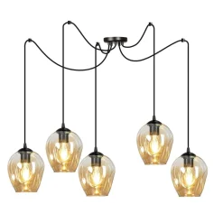 Level takpendel 5 lys - Svart/Amberfarget