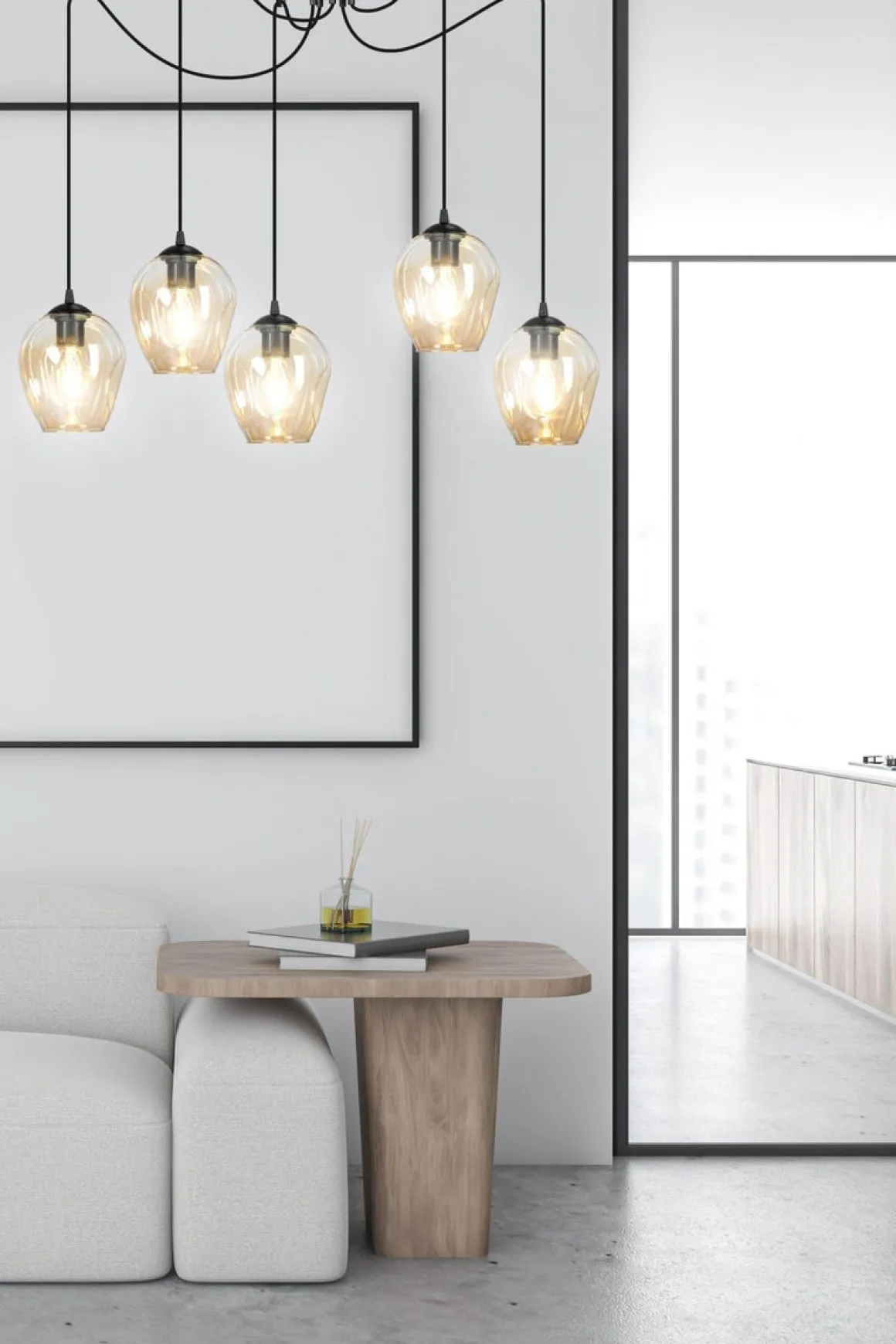 Level takpendel 5 lys - Svart/Amberfarget