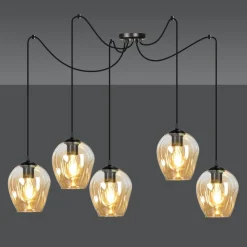 Level takpendel 5 lys - Svart/Amberfarget